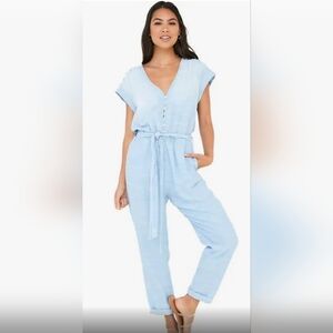 Bella Dahl Super-soft Chambray Denim Jumpsuit, light blue chambray denim, size M